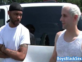 Muscular blacg gay dude fuck white twink with his bbc 07