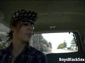 Blacks on boys - gay bareback interracial fuck scene 09